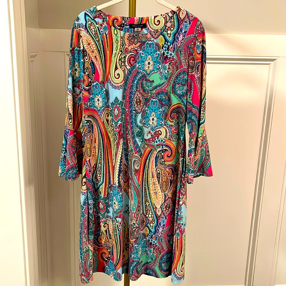 Tommy Hilfiger Jaipur Paisley lightweight dress w/bell sleeves size 10